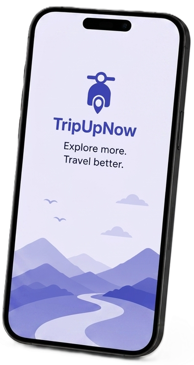 TripUpNow app preview on phone